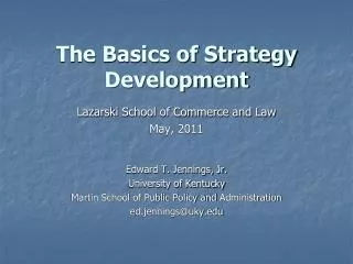 The Basics of Strategy Development
