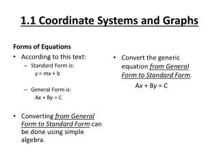 1.1 Coordinate Systems and Graphs