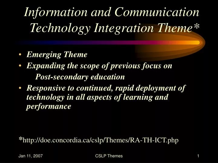 information and communication technology integration theme
