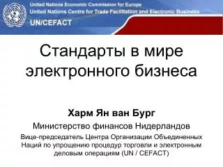 Стандарты в мире электронного бизнеса Харм Ян ван Бург Министерство финансов Нидерландов