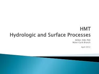 HMT Hydrologic and Surface Processes