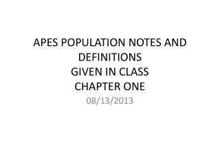apes population notes and definitions given in class chapter one