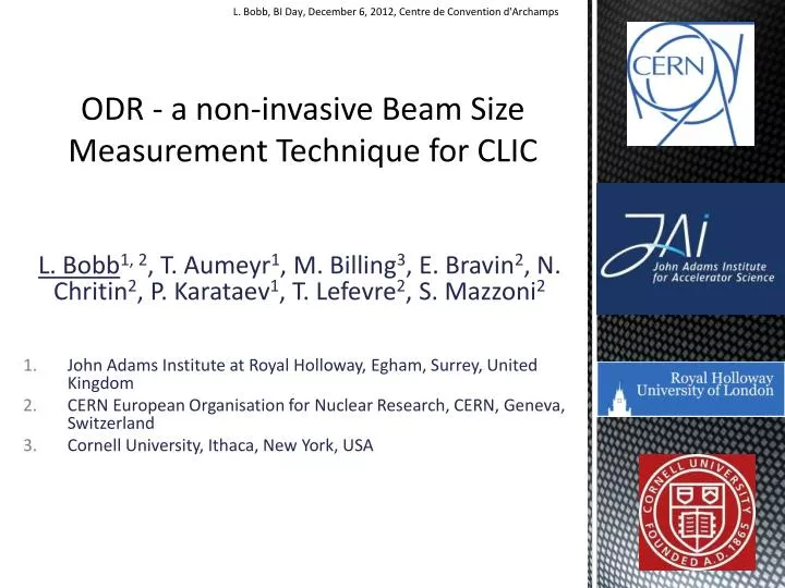 odr a non invasive beam size measurement technique for clic