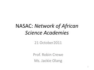 NASAC: Network of African Science Academies