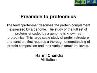 Preamble to proteomics