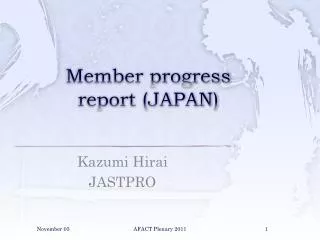 Member progress report (JAPAN)
