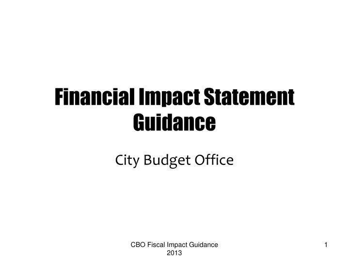 financial impact statement guidance