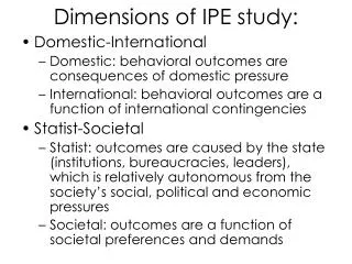 Dimensions of IPE study: