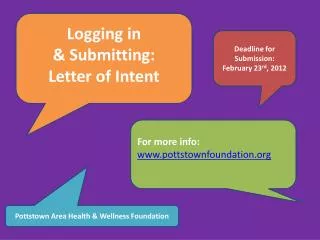 Logging in &amp; Submitting: Letter of Intent