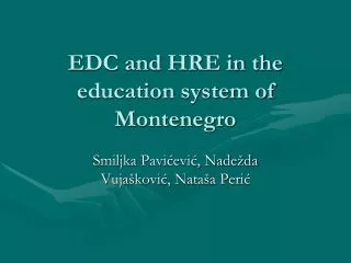 EDC and HRE in the education system of Montenegro