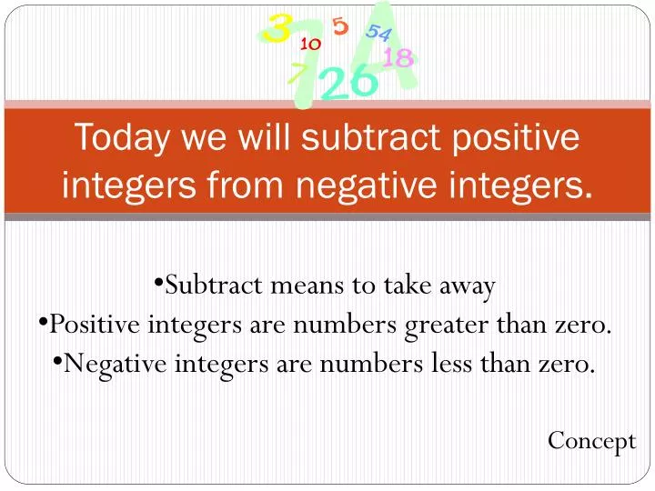 today we will subtract positive integers from negative integers