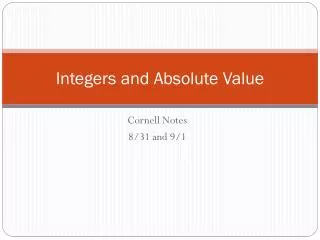 Integers and Absol ute Value