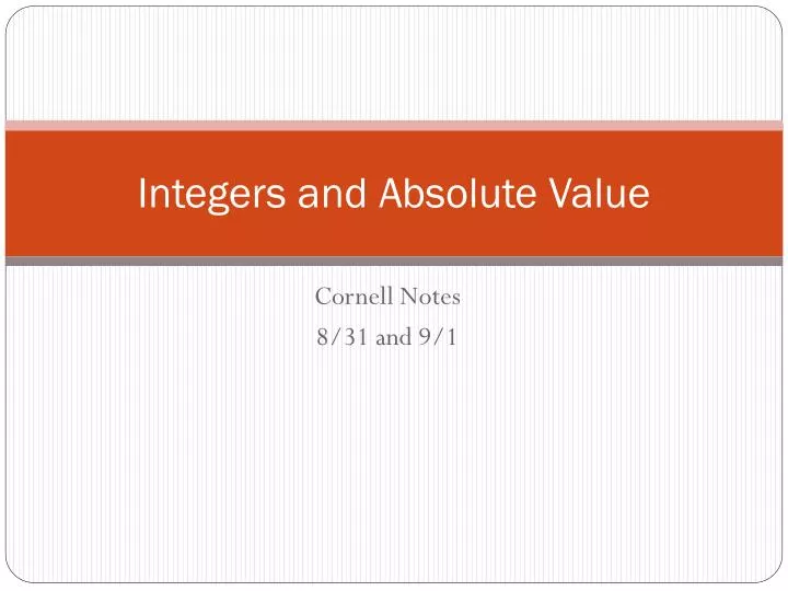 integers and absol ute value