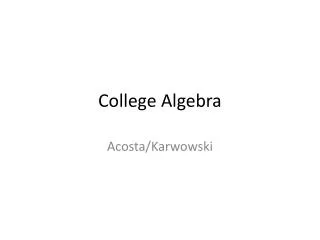 College Algebra