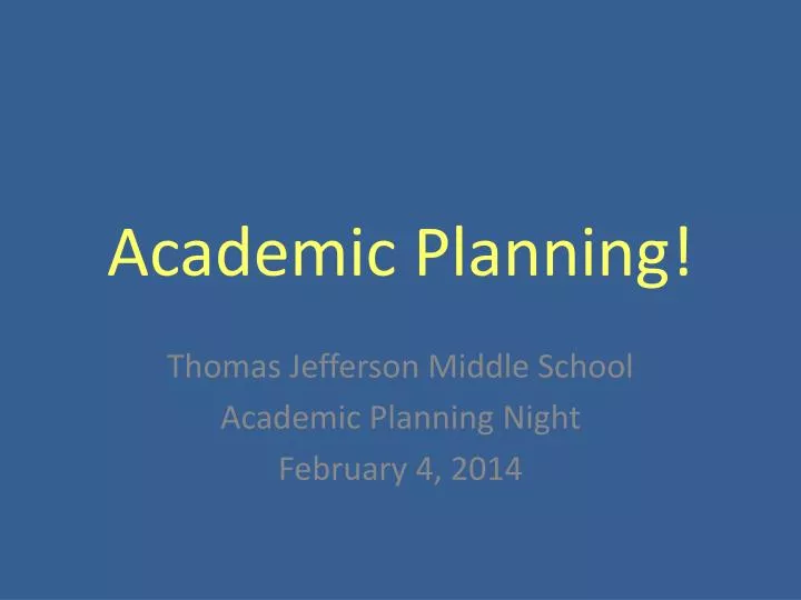 academic planning