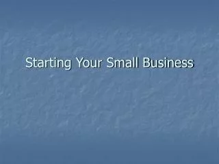 Starting Your Small Business
