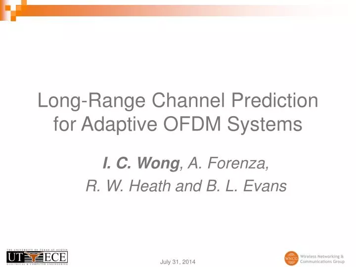 long range channel prediction for adaptive ofdm systems