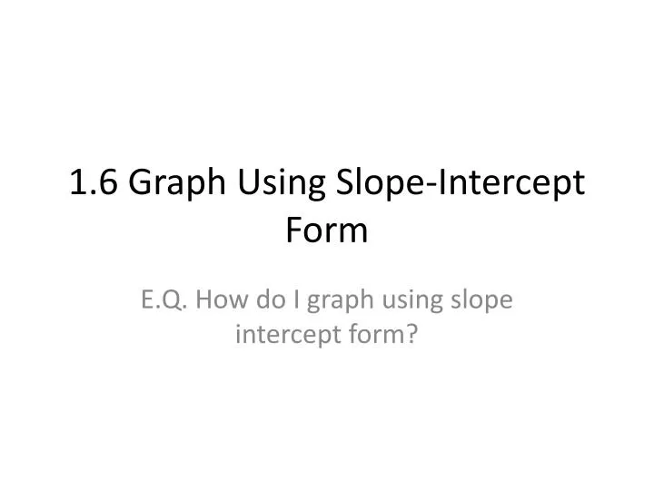 1 6 graph using slope intercept form