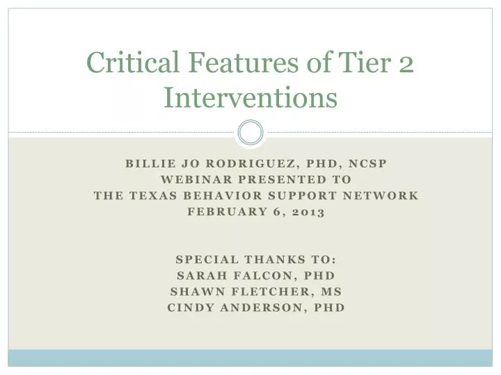 critical features of tier 2 interventions