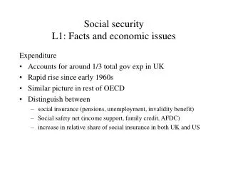 Social security L1: Facts and economic issues