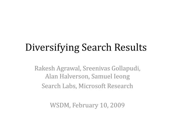 diversifying search results