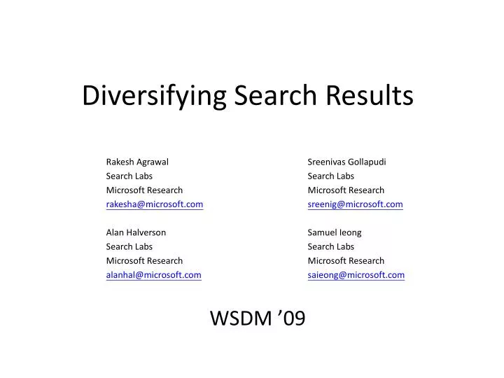 diversifying search results
