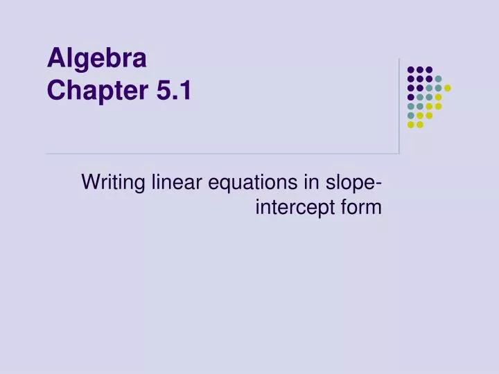 algebra chapter 5 1