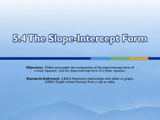 5.4 The Slope-Intercept Form