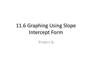 11.6 Graphing Using Slope Intercept Form