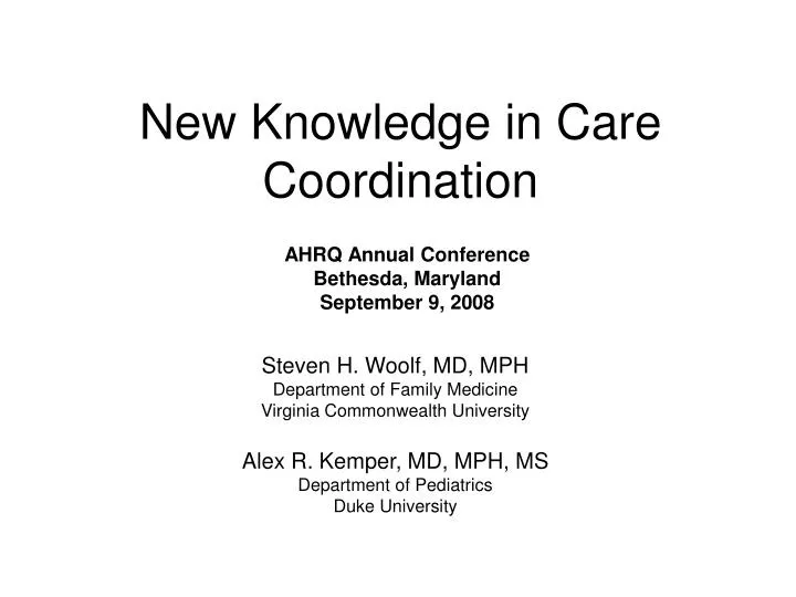 new knowledge in care coordination