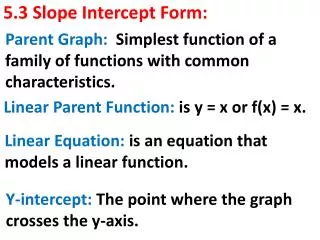 5.3 Slope Intercept Form: