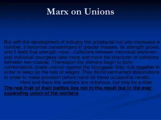 Marx on Unions