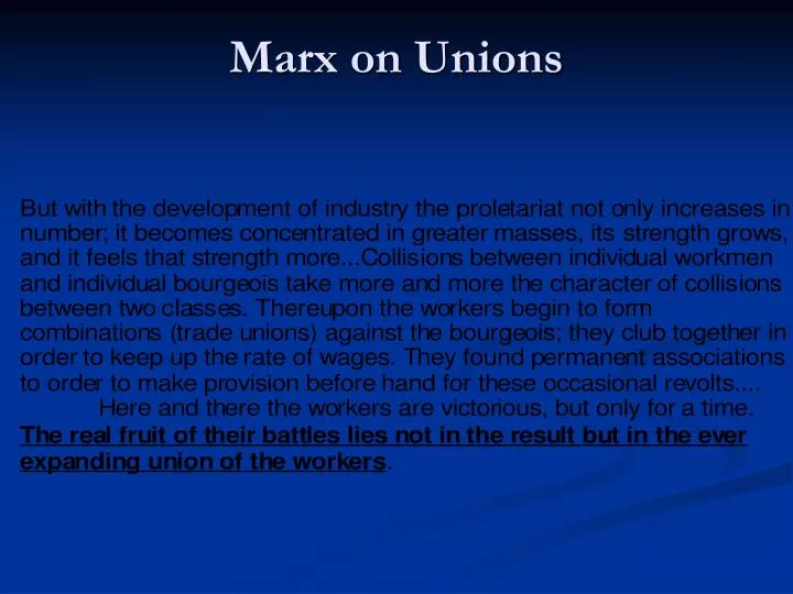 marx on unions