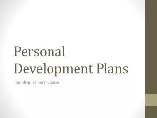 Personal Development Plans