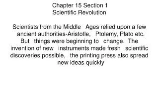 Chapter 15 Section 1 Scientific Revolution