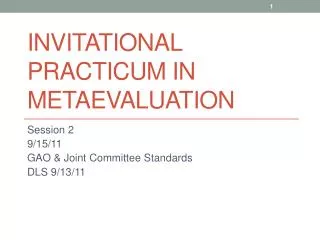 Invitational Practicum in Metaevaluation