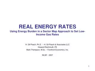 REAL ENERGY RATES Using Energy Burden in a Sector Map Approach to Set Low-Income Gas Rates