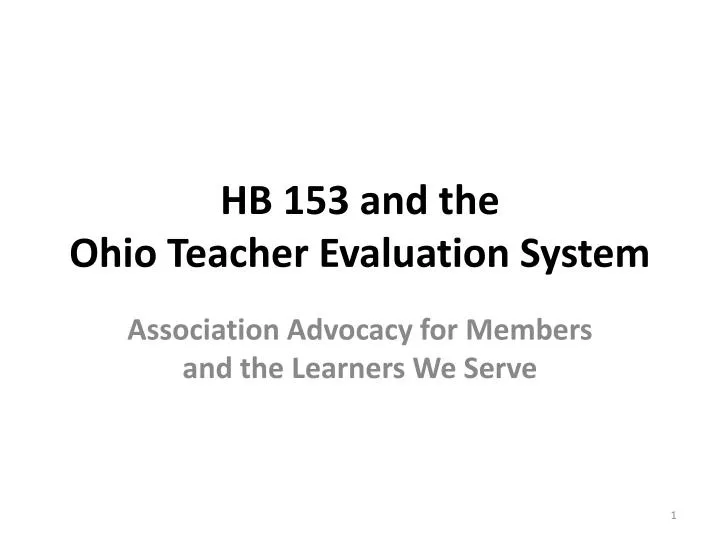 hb 153 and the ohio teacher evaluation system