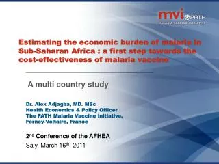 Dr. Alex Adjagba, MD . MSc Health Economics &amp; Policy Officer