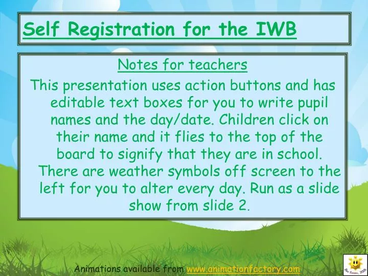 self registration for the iwb