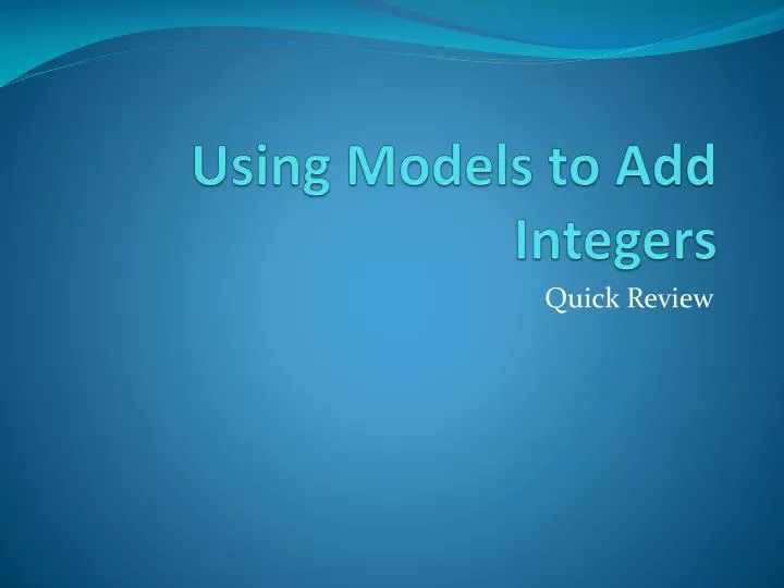 using models to add integers