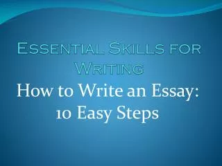 Essential Skills for Writing