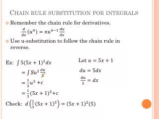 Chain rule substitution for integrals