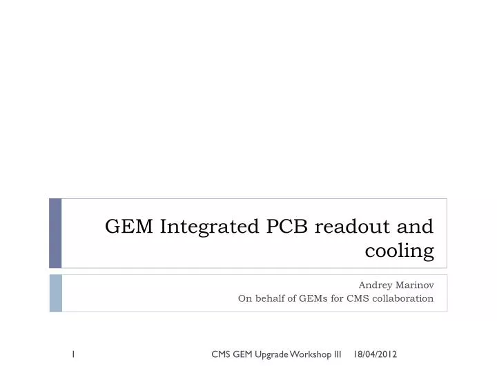 gem integrated pcb readout and cooling