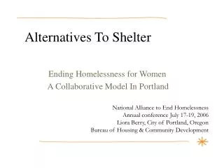 Alternatives To Shelter