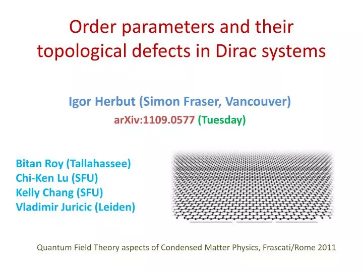 o rder parameters and their topological defects in dirac systems