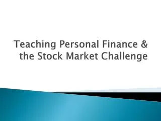 Teaching Personal Finance &amp; the Stock Market Challenge