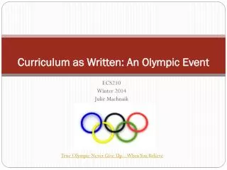 Curriculum as Written: An Olympic Event