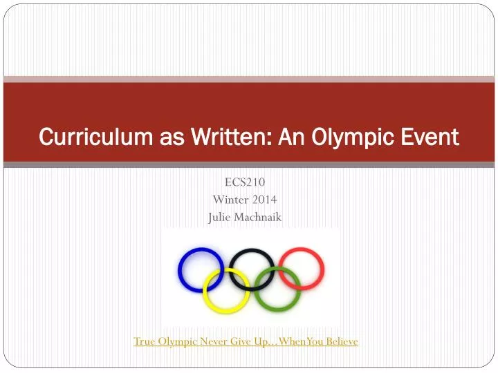 curriculum as written an olympic event