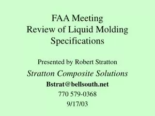 FAA Meeting Review of Liquid Molding Specifications